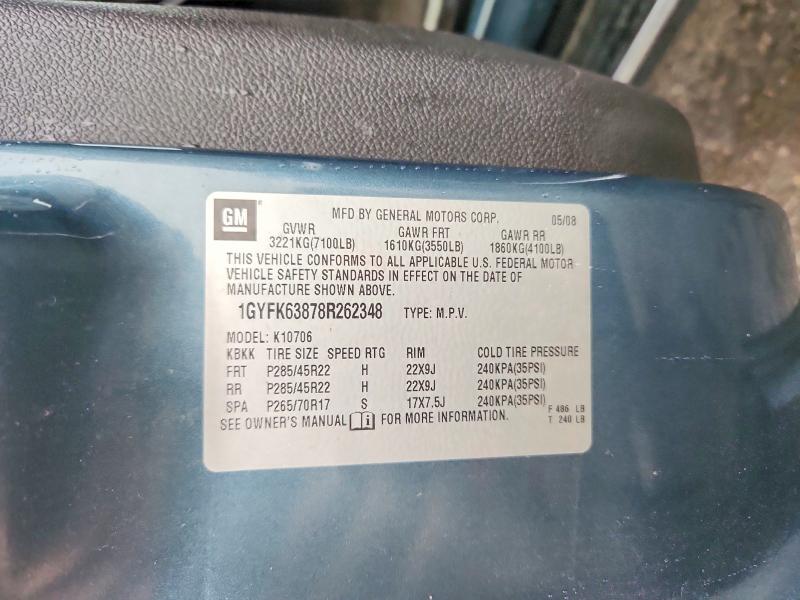 Продаж на аукціоні авто 2008 Cadillac Escalade, vin: 1GYFK63878R262348, номер лоту: 64244826