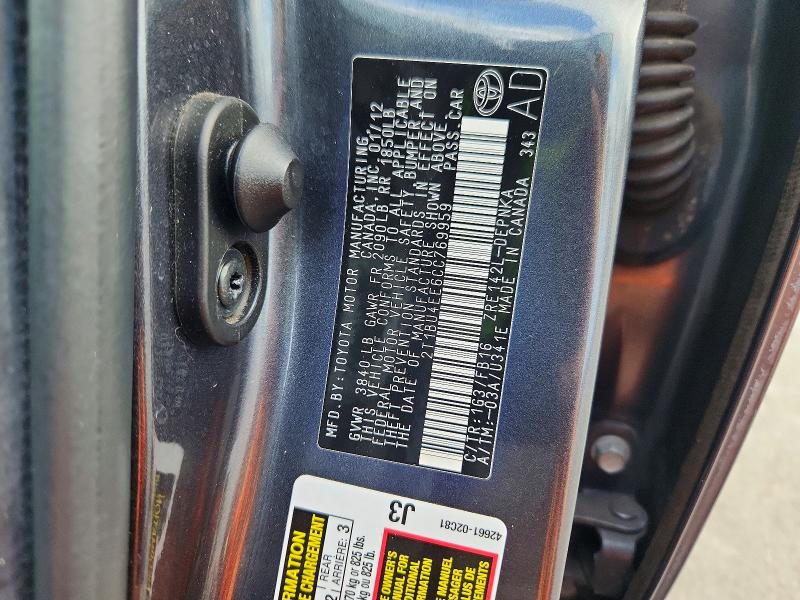 63108206 :رقم المزاد ، 2T1BU4EE6CC769959 vin ، 2012 Toyota Corolla مزاد بيع