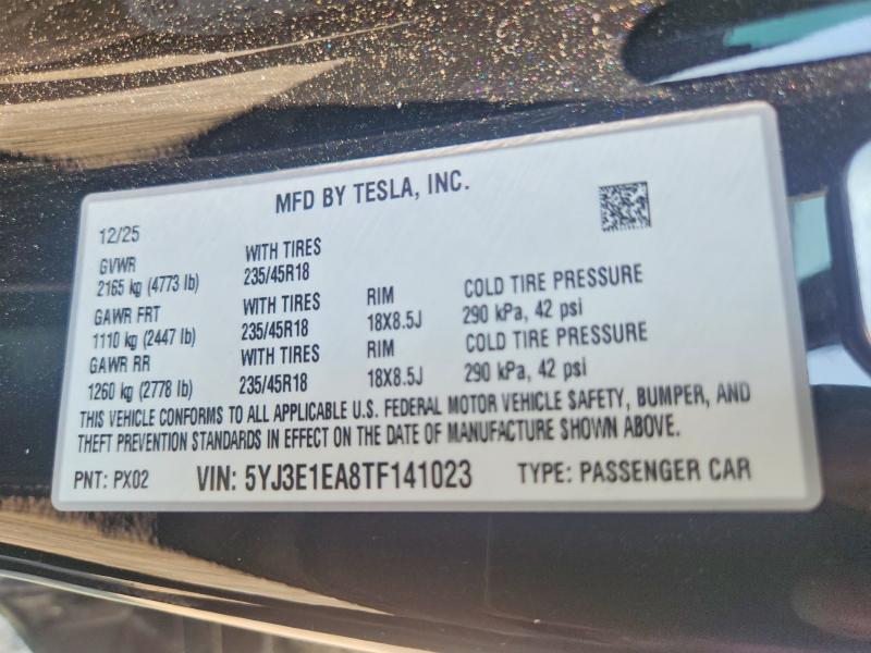 Aukcja sprzedaży 2026 Tesla Model 3, vin: 5YJ3E1EA8TF141023, numer aukcji: 64199336