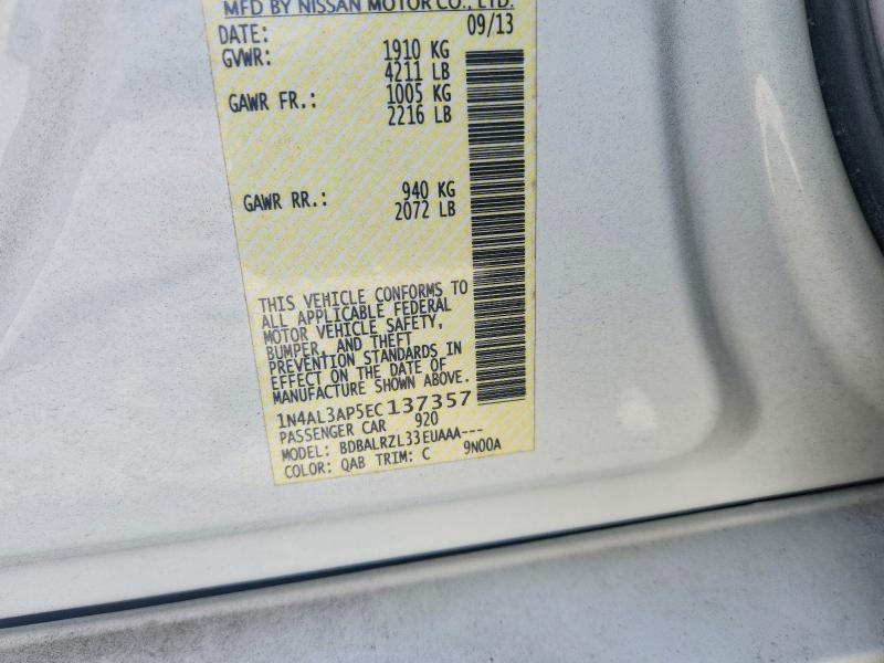 Продажа на аукционе авто 2014 Nissan Altima, vin: 1N4AL3AP5EC137357, номер лота: 64475376