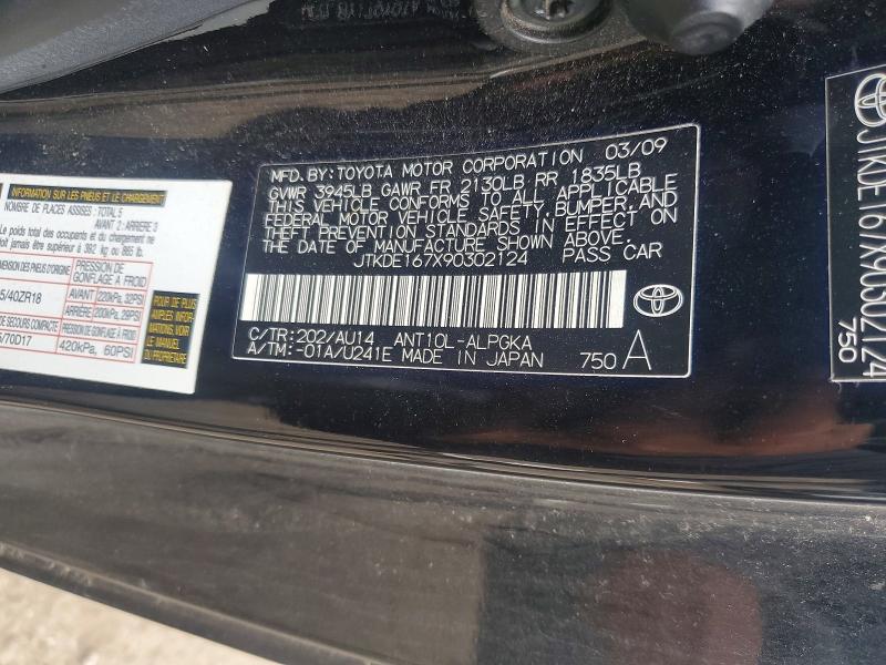 66823096 :رقم المزاد ، JTKDE167X90302124 vin ، 2009 Scion Tc مزاد بيع