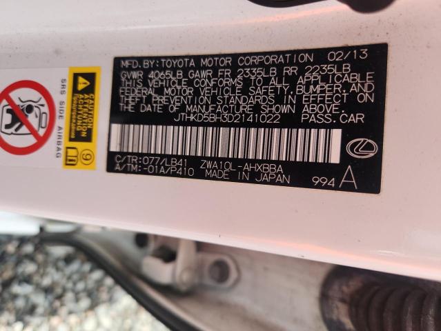 Aukcja sprzedaży 2013 Lexus Ct, vin: JTHKD5BH3D2141022, numer aukcji: 67002186