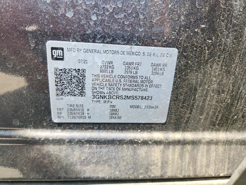 64018376 :رقم المزاد ، 3GNKBCRS2MS578423 vin ، 2021 Chevrolet Blazer مزاد بيع