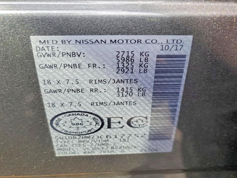 Продажа на аукционе авто 2018 Nissan Pathfinder, vin: 5N1DR2MM2JC617752, номер лота: 63231716