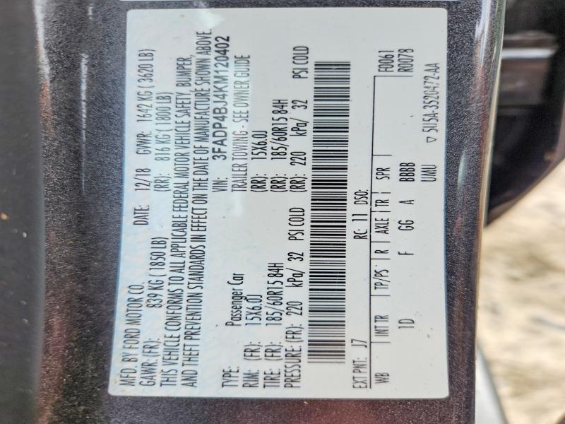 63928486 :رقم المزاد ، 3FADP4BJ4KM120402 vin ، 2019 Ford Fiesta مزاد بيع