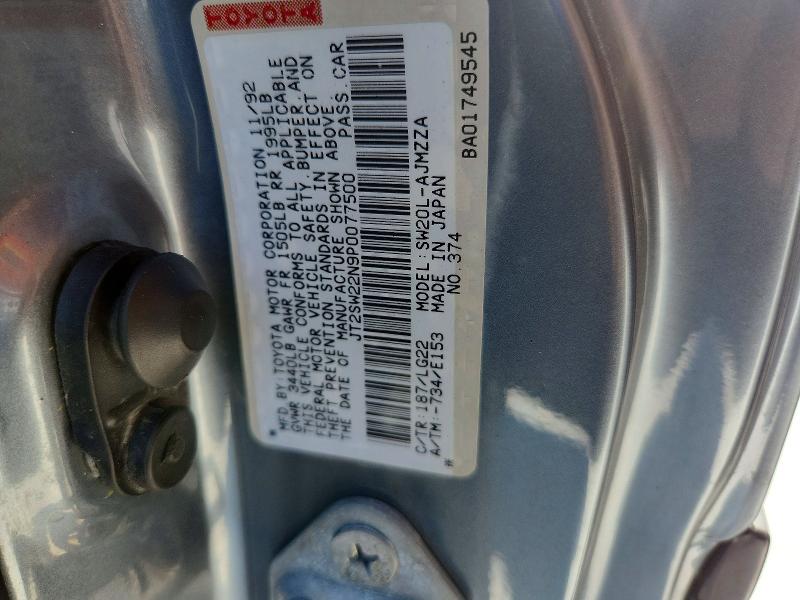 1993 Toyota Mr2 მანქანა იყიდება აუქციონზე, vin: JT2SW22N9P0077500, აუქციონის ნომერი: 67303926