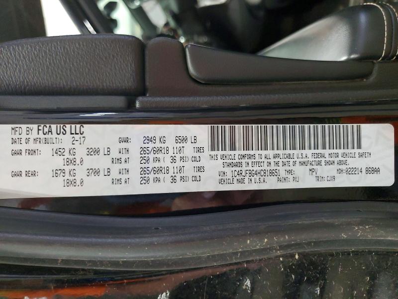 Продаж на аукціоні авто 2017 Jeep Grand Cherokee, vin: 1C4RJFBG4HC818651, номер лоту: 66179116