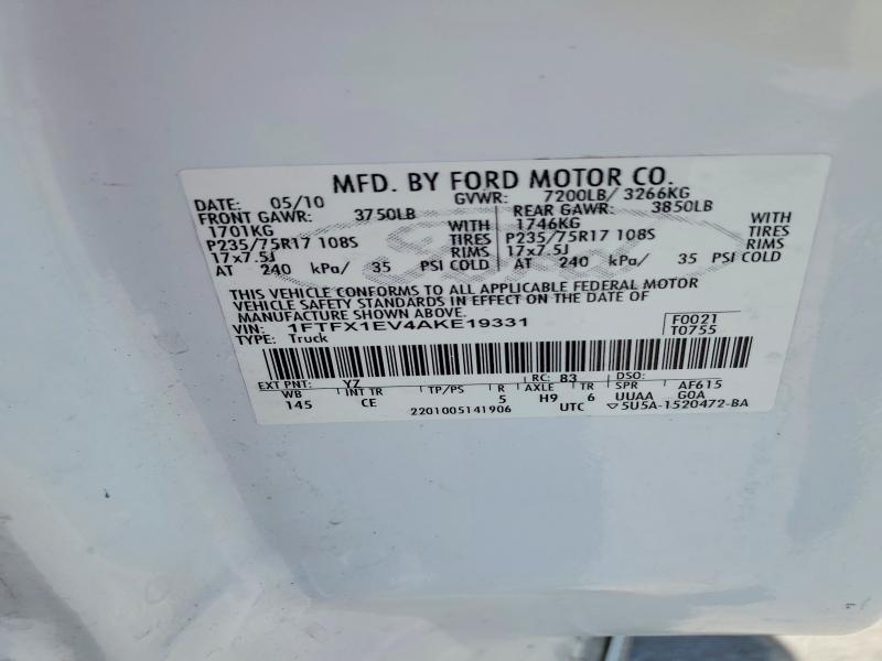 Aukcja sprzedaży 2010 Ford F150, vin: 1FTFX1EV4AKE19331, numer aukcji: 63904256