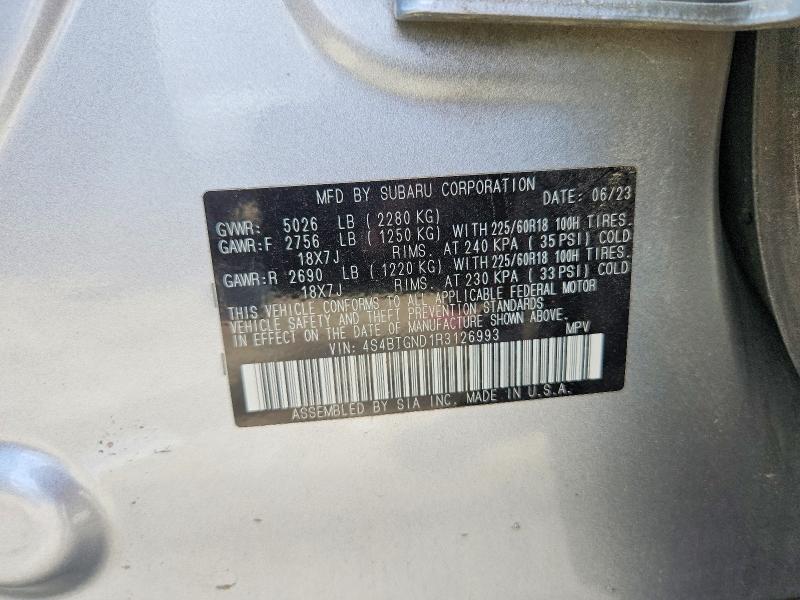2024 Subaru Outback მანქანა იყიდება აუქციონზე, vin: 4S4BTGND1R3126993, აუქციონის ნომერი: 65375066