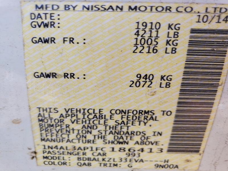 Aukcja sprzedaży 2015 Nissan Altima, vin: 1N4AL3AP1FC186413, numer aukcji: 65190306