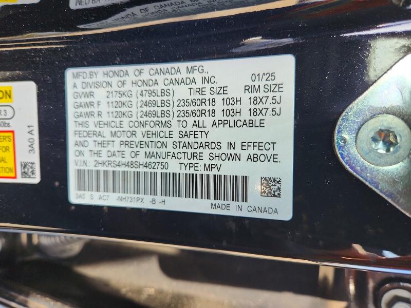 2025 Honda Cr-v მანქანა იყიდება აუქციონზე, vin: 2HKRS4H48SH462750, აუქციონის ნომერი: 66738206
