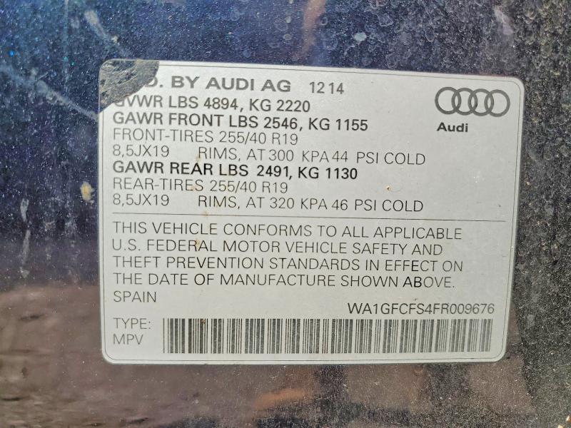 Продаж на аукціоні авто 2015 Audi Q3, vin: WA1GFCFS4FR009676, номер лоту: 65798456