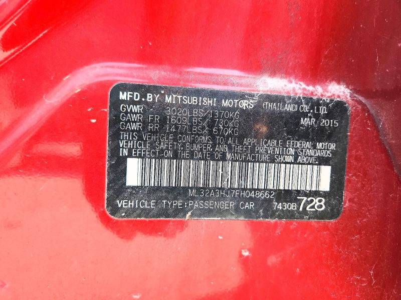 Продаж на аукціоні авто 2015 Mitsubishi Mirage, vin: ML32A3HJ7FH048662, номер лоту: 64060006