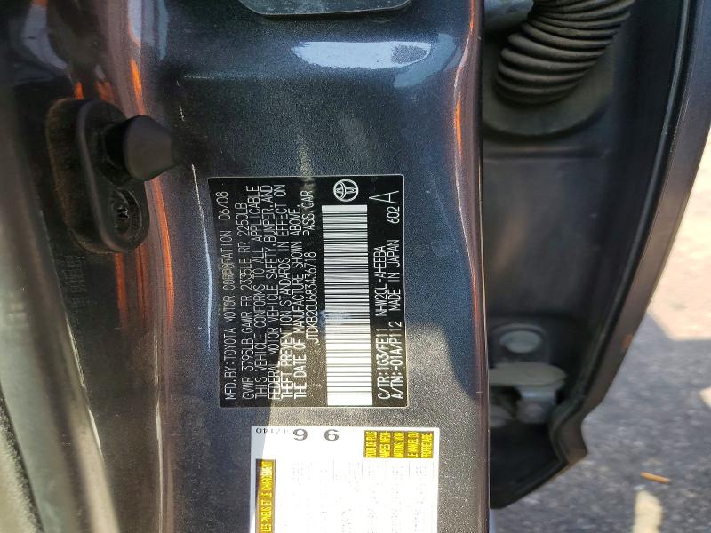 Auction sale of the 2008 Toyota Prius, vin: JTDKB20U683436718, lot number: 63750906