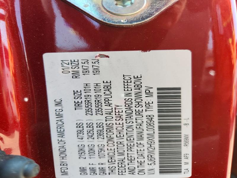 Продажа на аукционе авто 2021 Honda Cr-v, vin: 5J6RW2H9XML008948, номер лота: 66918936