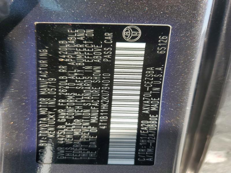Aukcja sprzedaży 2019 Toyota Camry, vin: 4T1B11HK2KU794010, numer aukcji: 64852136