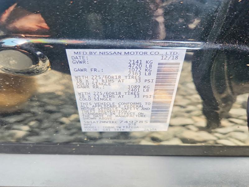 Продаж на аукціоні авто 2019 Nissan Rogue, vin: 5N1AT2MV1KC749285, номер лоту: 67191686