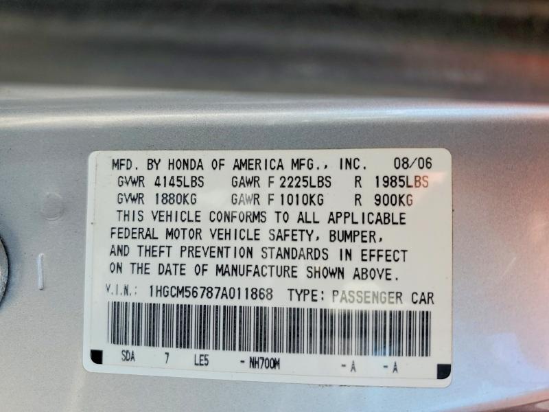 Продажа на аукционе авто 2007 Honda Accord, vin: 1HGCM56787A011868, номер лота: 64437506