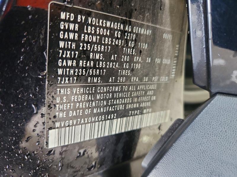 Aukcja sprzedaży 2017 Volkswagen Tiguan, vin: WVGBV7AX0HK051492, numer aukcji: 66005946