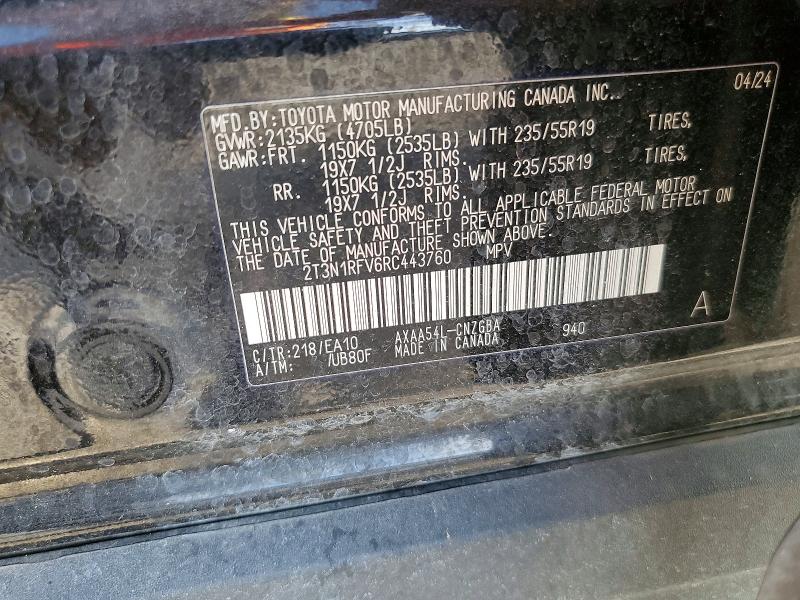 Aukcja sprzedaży 2024 Toyota Rav4, vin: 2T3N1RFV6RC443760, numer aukcji: 65667516