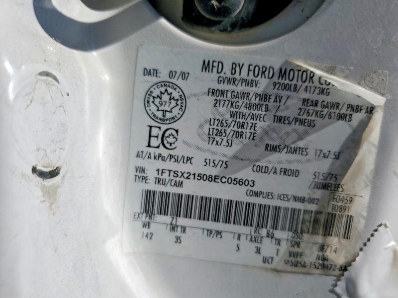 2008 Ford F250 მანქანა იყიდება აუქციონზე, vin: 1FTSX21508EC05603, აუქციონის ნომერი: 63559836