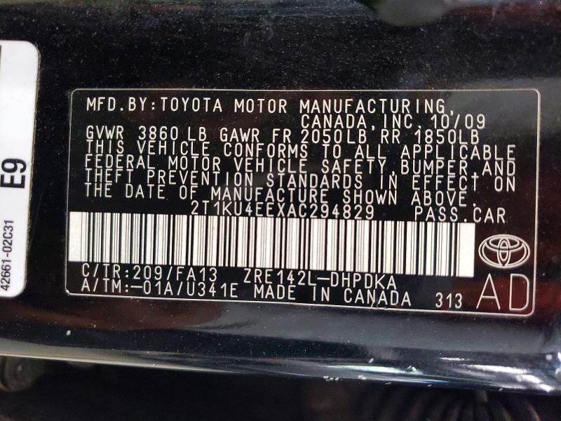 2010 Toyota Matrix მანქანა იყიდება აუქციონზე, vin: 2T1KU4EEXAC294829, აუქციონის ნომერი: 65291676