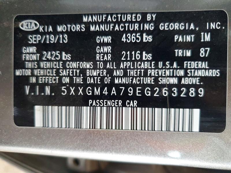 65148776 :رقم المزاد ، 5XXGM4A79EG263289 vin ، 2014 Kia Optima مزاد بيع