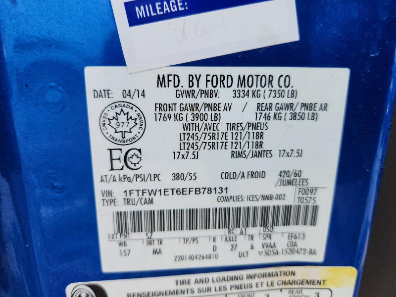 Продажа на аукционе авто 2014 Ford F150, vin: 1FTFW1ET6EFB78131, номер лота: 64072506