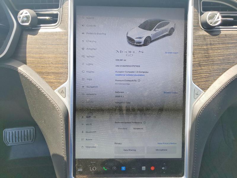 61531036 :رقم المزاد ، 5YJSA1S19EFP57408 vin ، 2014 Tesla Model S مزاد بيع