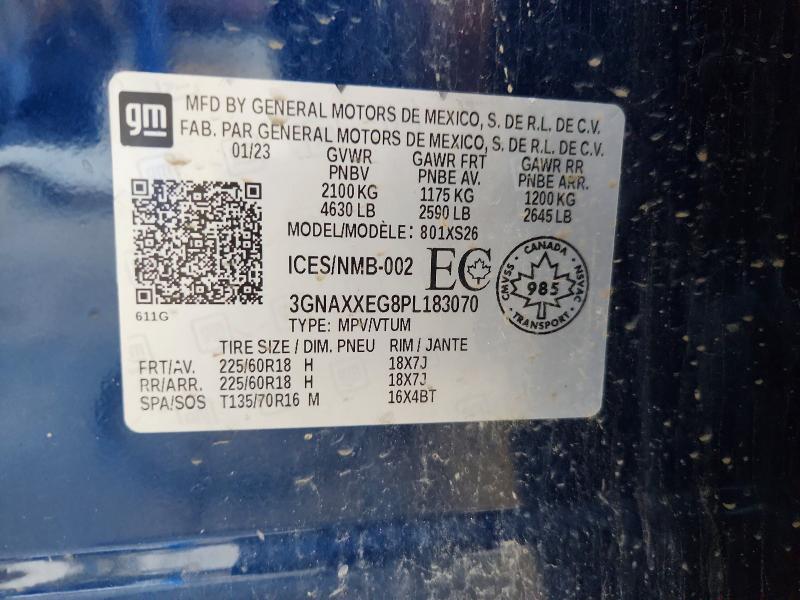 2023 Chevrolet Equinox მანქანა იყიდება აუქციონზე, vin: 3GNAXXEG8PL183070, აუქციონის ნომერი: 64481656