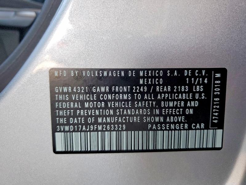 Aukcja sprzedaży 2015 Volkswagen Jetta, vin: 3VWD17AJ9FM263329, numer aukcji: 65869286