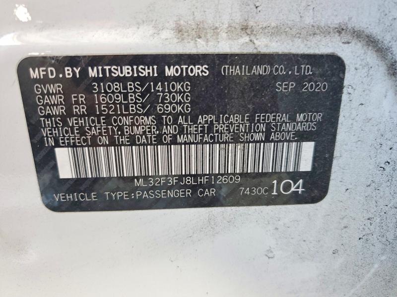 Продаж на аукціоні авто 2020 Mitsubishi Mirage, vin: ML32F3FJ8LHF12609, номер лоту: 64964946