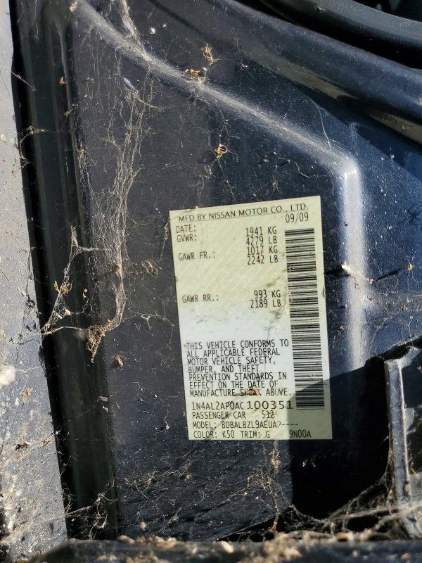 64576646 :رقم المزاد ، 1N4AL2AP0AC100351 vin ، 2010 Nissan Altima مزاد بيع