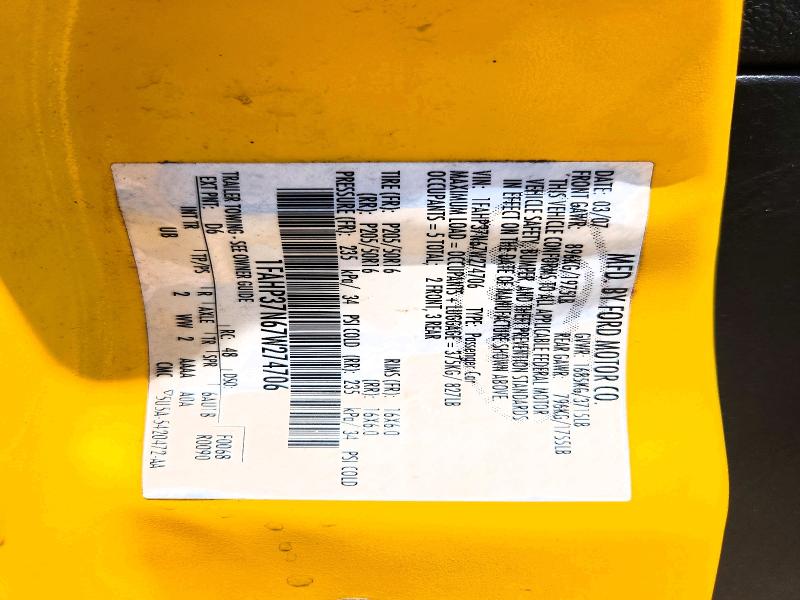 64571846 :رقم المزاد ، 1FAHP37N67W274706 vin ، 2007 Ford Focus مزاد بيع