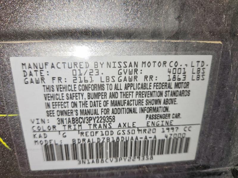 66896496 :رقم المزاد ، 3N1AB8CV3PY229358 vin ، 2023 Nissan Sentra مزاد بيع
