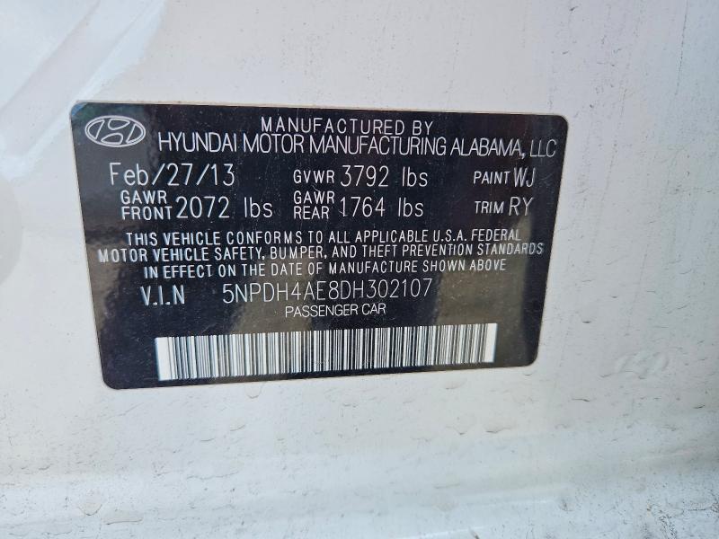 Aukcja sprzedaży 2013 Hyundai Elantra, vin: 5NPDH4AE8DH302107, numer aukcji: 64608146