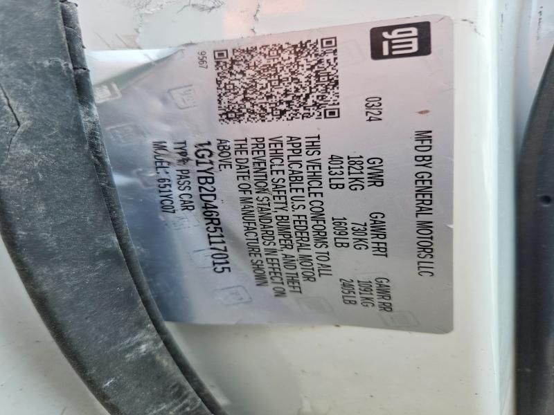 Продажа на аукционе авто 2024 Chevrolet Corvette, vin: 1G1YB2D46R5117015, номер лота: 65437866