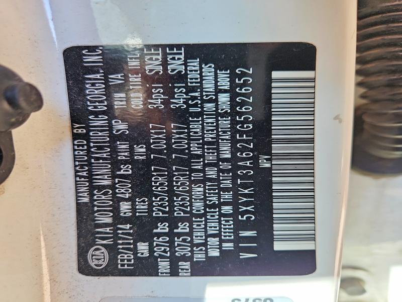 66383076 :رقم المزاد ، 5XYKT3A62FG562652 vin ، 2015 Kia Sorento مزاد بيع
