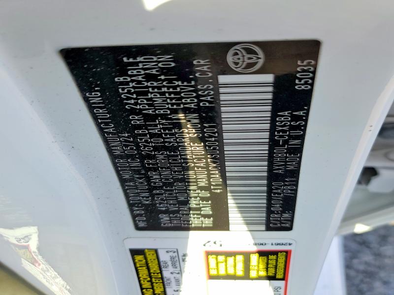 2025 Toyota Camry მანქანა იყიდება აუქციონზე, vin: 4T1DAACK7SU504201, აუქციონის ნომერი: 64155866
