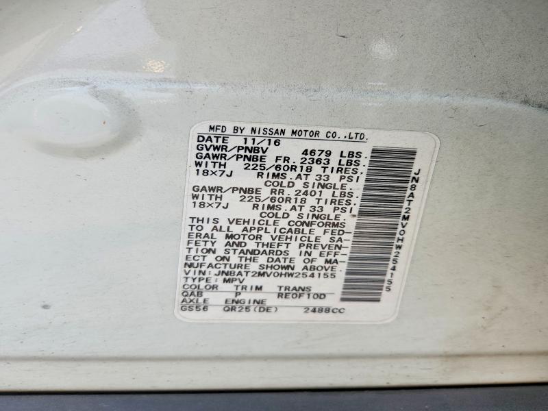 Продаж на аукціоні авто 2017 Nissan Rogue, vin: JN8AT2MV0HW254155, номер лоту: 63801296