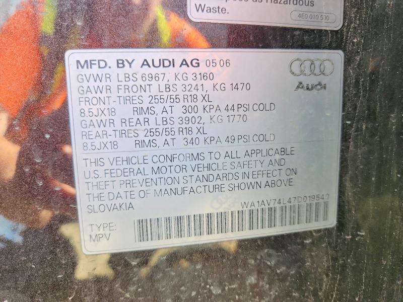 Продаж на аукціоні авто 2007 Audi Q7, vin: WA1AV74L47D019540, номер лоту: 65137796