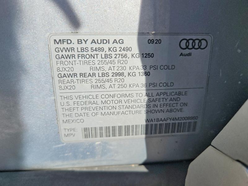 Aukcja sprzedaży 2021 Audi Q5, vin: WA1BAAFY4M2008860, numer aukcji: 65795196