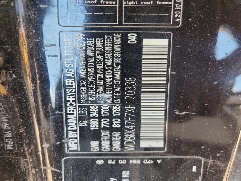 66011376 :رقم المزاد ، WDBKK47F7XF120338 vin ، 1999 Mercedes-benz Slk مزاد بيع