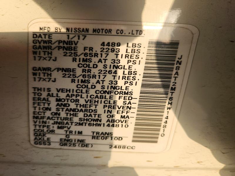 64019466 :رقم المزاد ، JN8AT2MT6HW144810 vin ، 2017 Nissan Rogue مزاد بيع