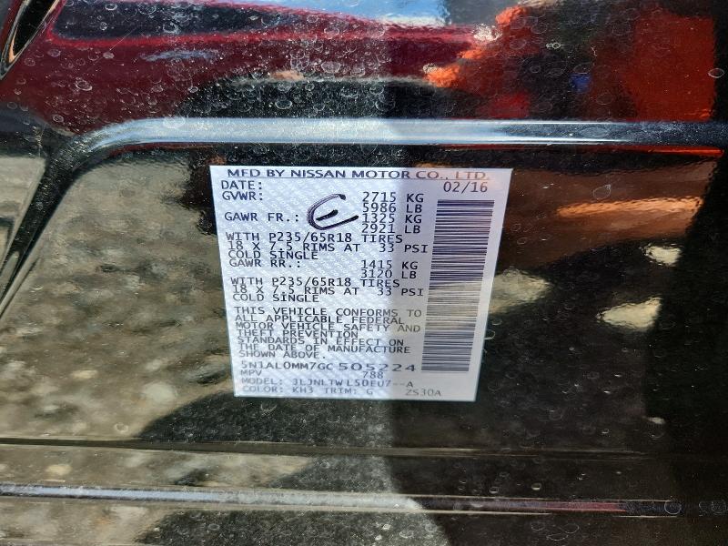 2016 Infiniti Qx60 მანქანა იყიდება აუქციონზე, vin: 5N1AL0MM7GC505224, აუქციონის ნომერი: 64216396
