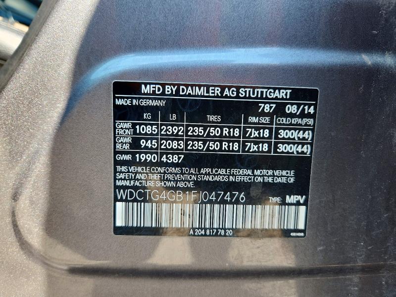 Aukcja sprzedaży 2015 Mercedes-benz Gla, vin: WDCTG4GB1FJ047476, numer aukcji: 63327736