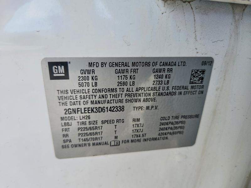 2013 Chevrolet Equinox მანქანა იყიდება აუქციონზე, vin: 2GNFLEEK3D6142338, აუქციონის ნომერი: 66347086