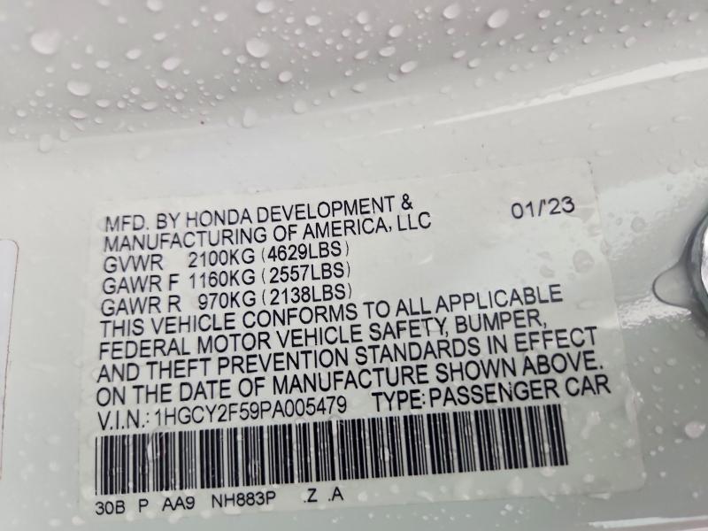 63202706 :رقم المزاد ، 1HGCY2F59PA005479 vin ، 2023 Honda Accord مزاد بيع