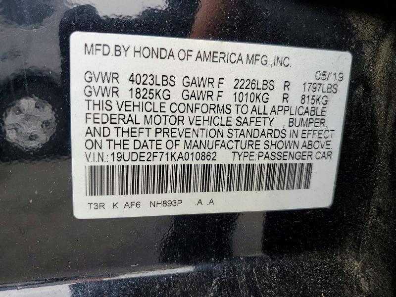 Aukcja sprzedaży 2019 Acura Ilx, vin: 19UDE2F71KA010862, numer aukcji: 65291616