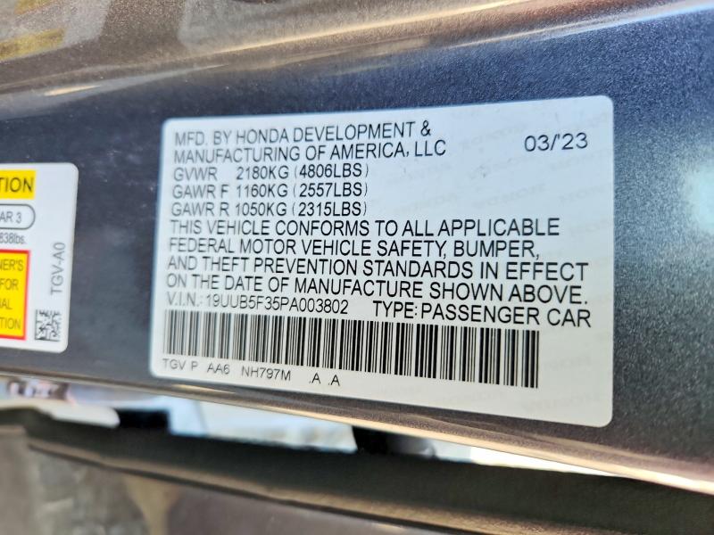2023 Acura Tlx მანქანა იყიდება აუქციონზე, vin: 19UUB5F35PA003802, აუქციონის ნომერი: 64052856